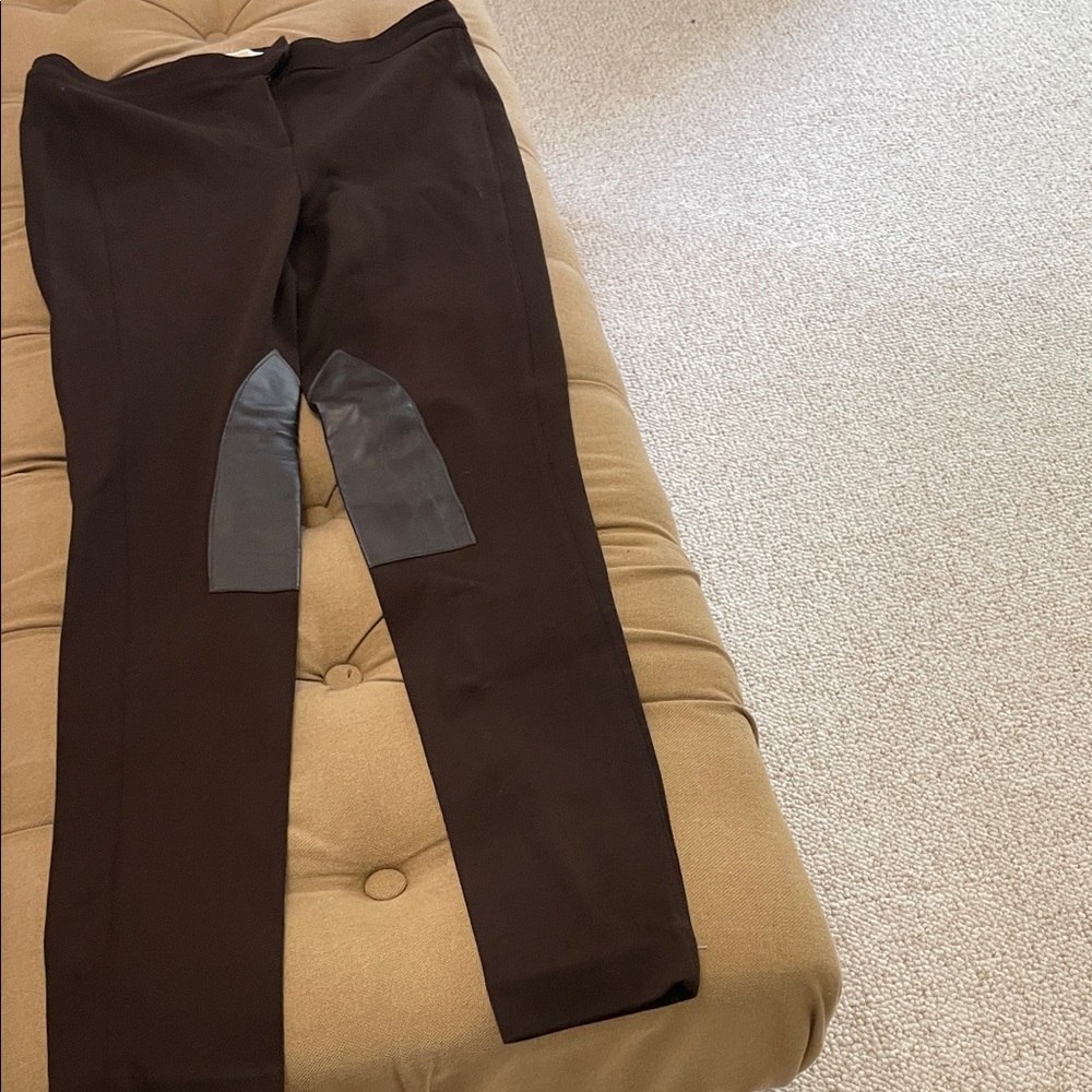 Michael Kors Brown Ponte Riding Pants with Black Knee Patches